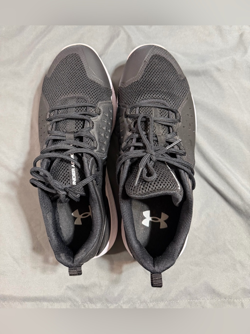 Under Armour Men’s Black Athletic Mesh Running Shoes with White Logo